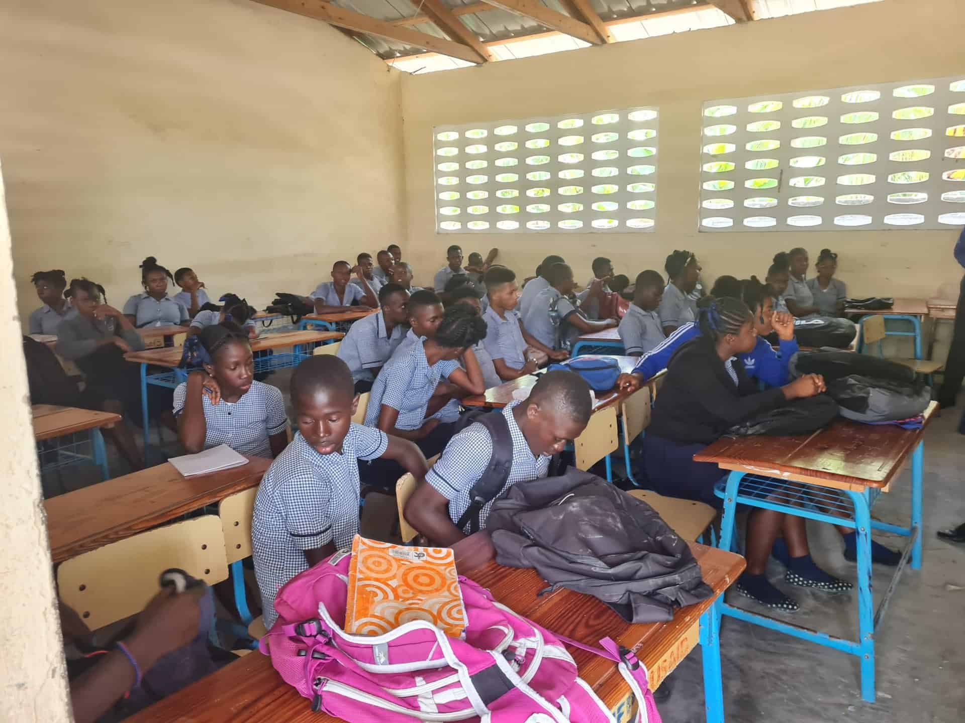 Students in classes in Haiti