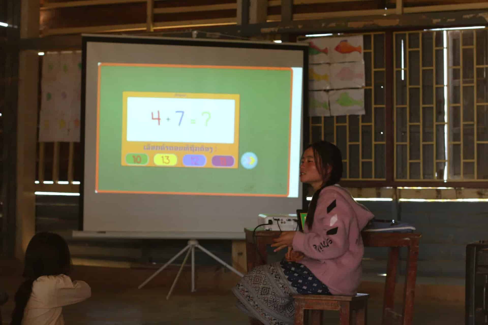 teacher in Laos using new technologies in school