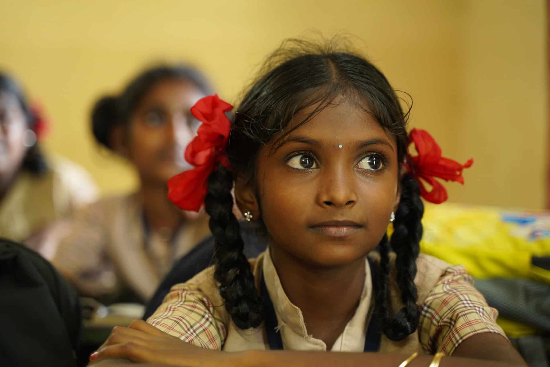 Activities within the framework of the Enlight project in the vicinity of Chennai. The project enables girls from the Adi-Dravida (untouchable) caste to access quality education and build a better future. India, October 2022. Gilles Oger